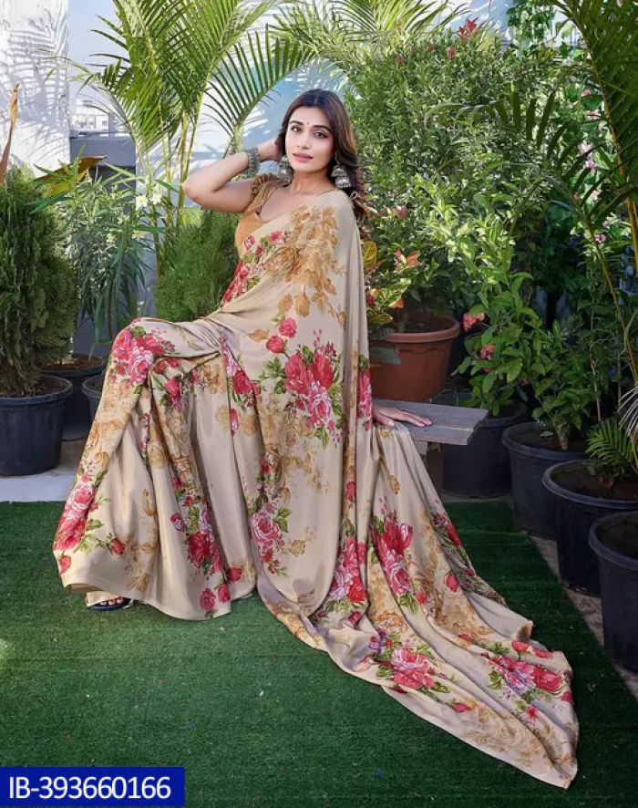 EXCLUSIVE FLORAL PRINTED ART SILK SAREE