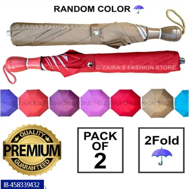 Multicolor 2 Fold Silver Coating Umbrella FOR UNISEX. Umbrella for regular use. Easy to Carry (Pack of 2)